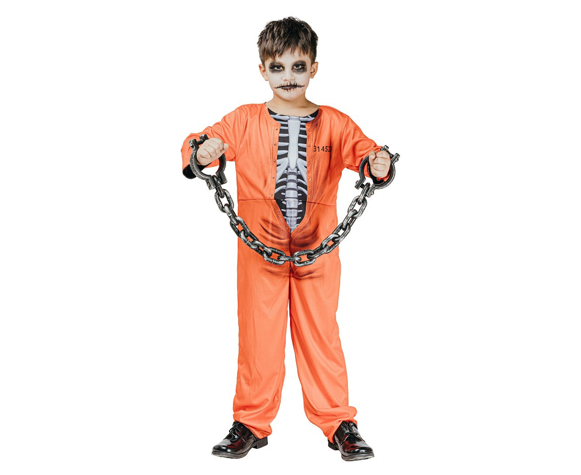 Costume for child Prison Skeleton (double sided jumpsuit), size 110/120 cm EOL
